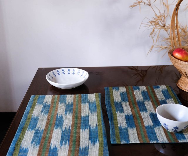 手織りリネンランチョンマット織機織りレトロ手作り新鮮なシンプルな