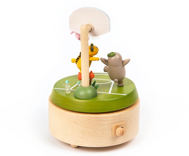 台湾 【バスケ】多回転オルゴール ナマケモノ ウサギ トラ