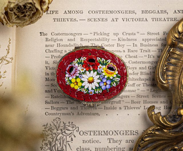 送料無料】台湾 イタリアアンティーク マイクロモザイク 伝統工芸