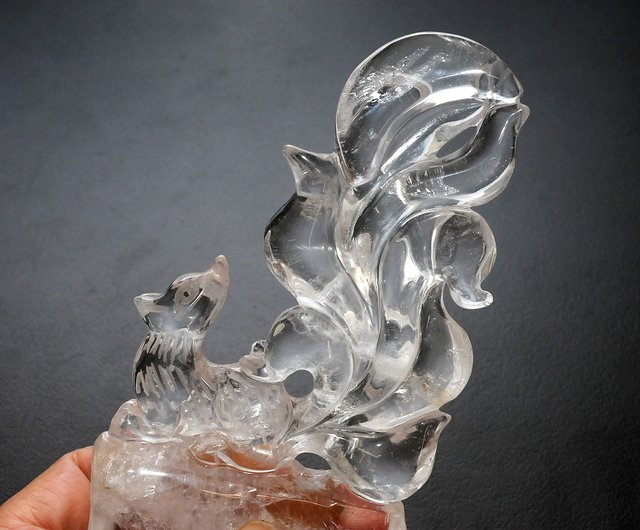 台湾 ホワイト水晶九尾の狐鉱石/水晶/修行/幸運/金運/ブレイクアウト