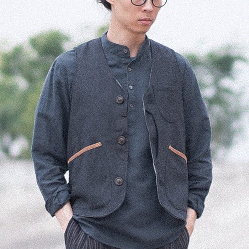 メルトンハンティングジレット素材ハンティングベストアミカーキ