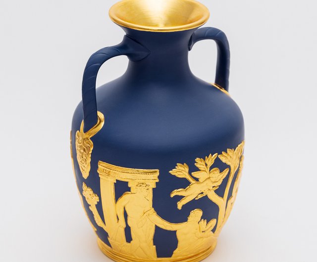 台湾 Wedgwood レア 1976年 金彩陶磁器 ハンドメイド ポートランドの壺