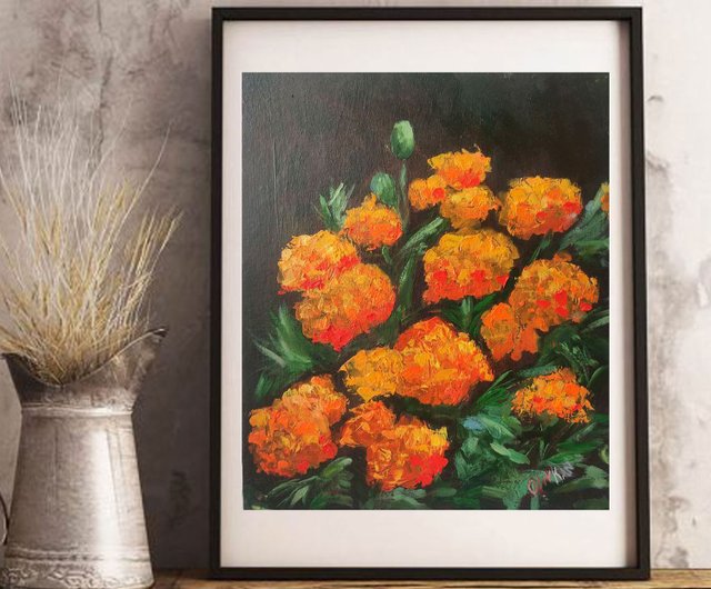 送料無料】ロシア マリーゴールド オリジナルアート オレンジ