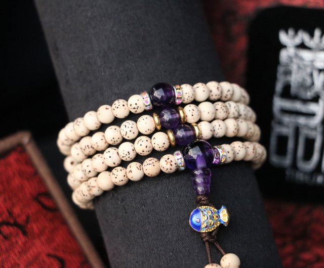 星月菩提子6mm圓珠108顆天然紫水晶隔珠佛珠念珠客製化串珠TIBUKKYO德榕