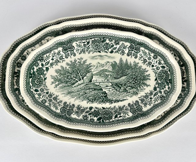 Belgium Villeroy & Boch Burgenland Green Serving Platters Set 3
