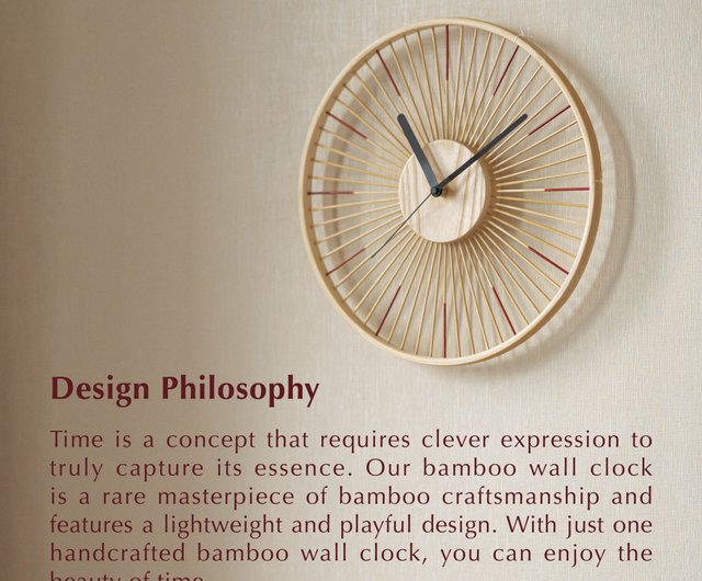 ミニマルな竹製掛け時計 | 和風サイレント壁掛け時計 新築祝いのギフト