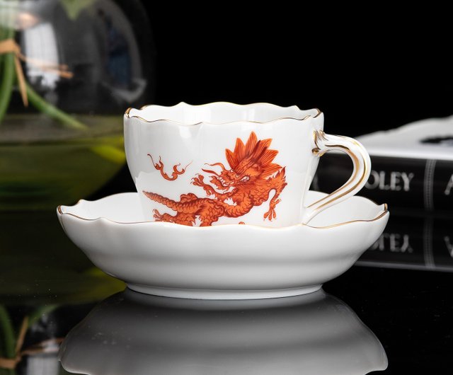 台湾 ドイツ製マイセン 手描きロイヤルレッドドラゴン 明龍陶器