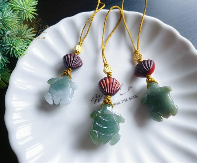 台湾 天然ビルマ翡翠亀ストラップバッグ吊り下げギフトは人々を繁栄