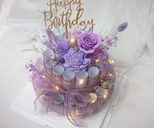 台湾 プリザーブドフラワー紙幣ケーキ2段/マネーフラワーケーキ