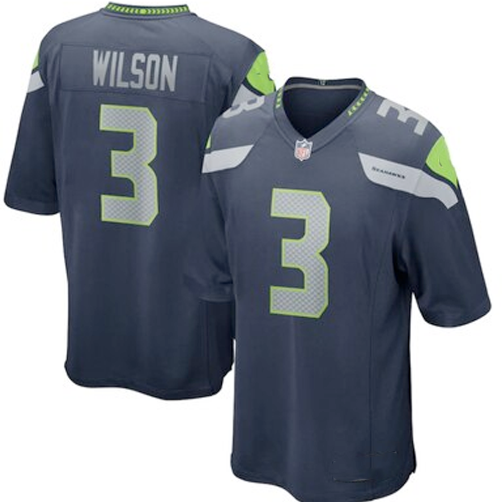 Men's Seattle Seahawks Russell Wilson Navy Game Player Jersey