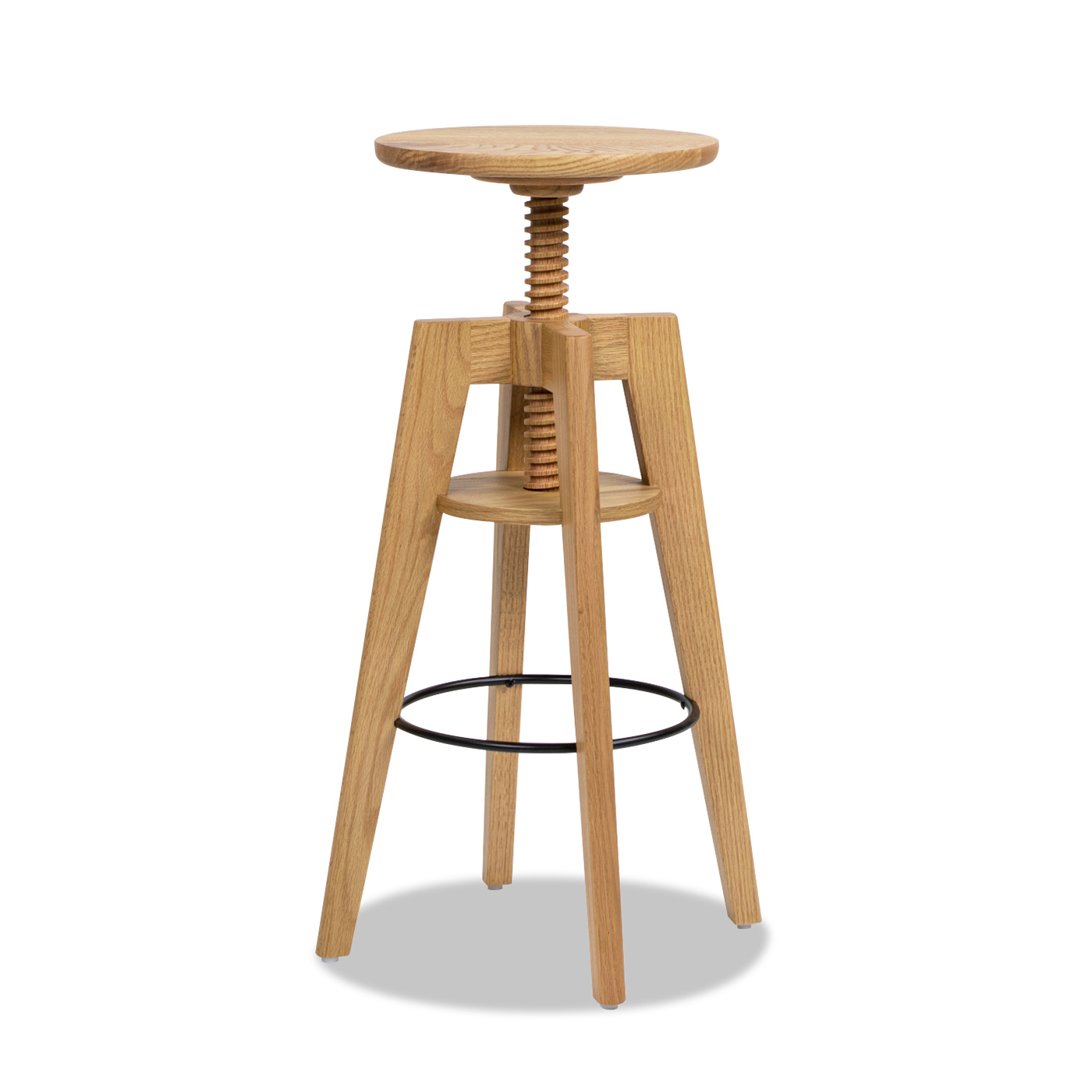 Spencer Minimalist Oak Wood Adjustable Bar Counter Stool, Natural