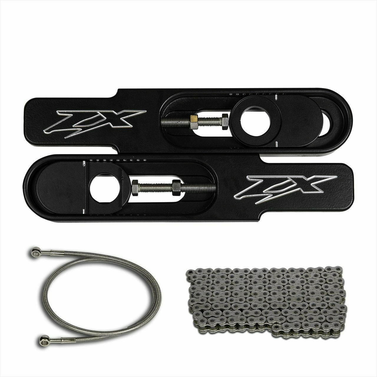 Kawasaki ZX-12R Swingarm Extensions - Black Finish - Engraved