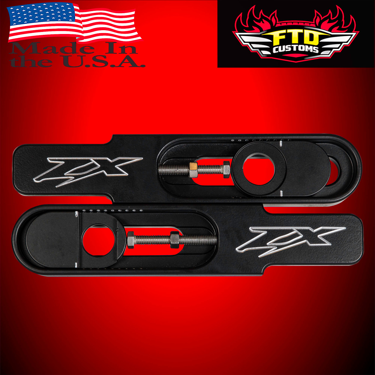 Kawasaki ZX-12R Swingarm Extensions - Black Finish - Engraved