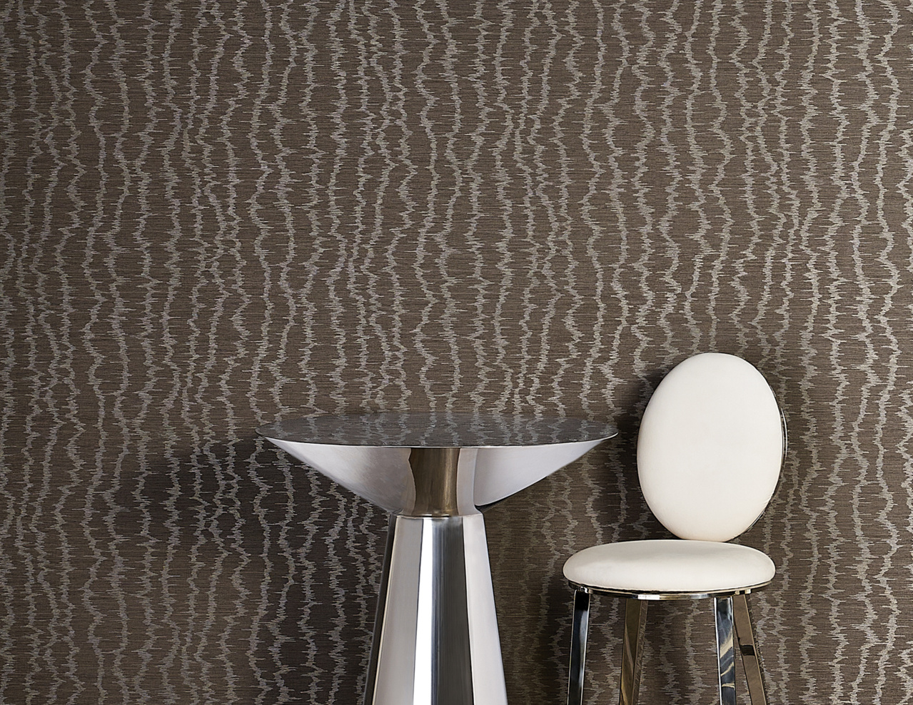 Vinyl Moire Stripe in Greige Maze | Phillip Jeffries