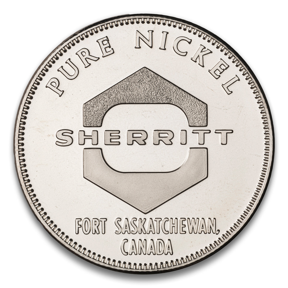 Pure Nickel - Sherritt Mint Fort Saskatchewan, AB Base medal 1967