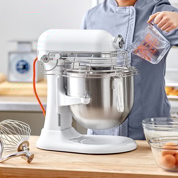 White KitchenAid 8 qt. Commercial Mixer & Bowl Guard KSMC895WH