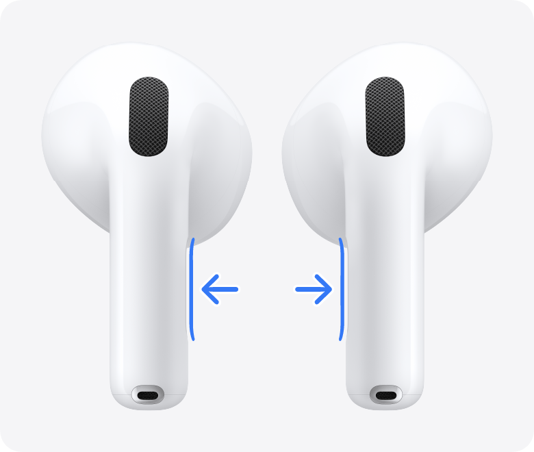 AirPodsやAirPods Proで一時停止、スキップ、音量調節を行う - Apple