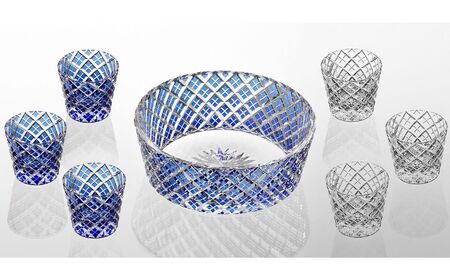 江戸切子 そうめん大鉢セット[大鉢1個+猪口6個] カガミクリスタル