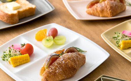 美濃焼】 食器 ランチプレート titto 角 白×ピンク 各1枚セット