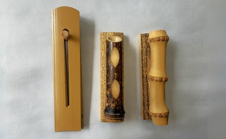 墨バサミ (大) 竹製 1点＋筆置き (黒竹斜め・竹根胡麻・竹根煤/いずれ