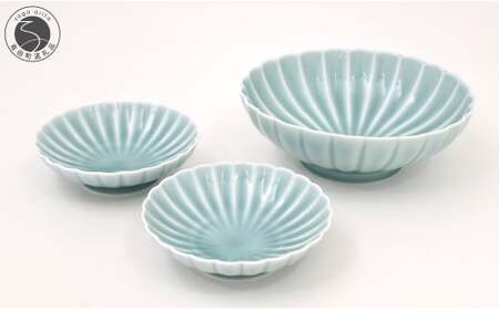 有田焼 青磁 菊割セット【深川製磁】食器 器 うつわ 和食器 青磁釉