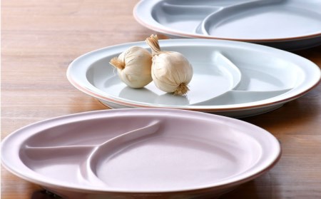 波佐見焼】マットカラー ランチプレート 3枚セット （ピンク・ホワイト