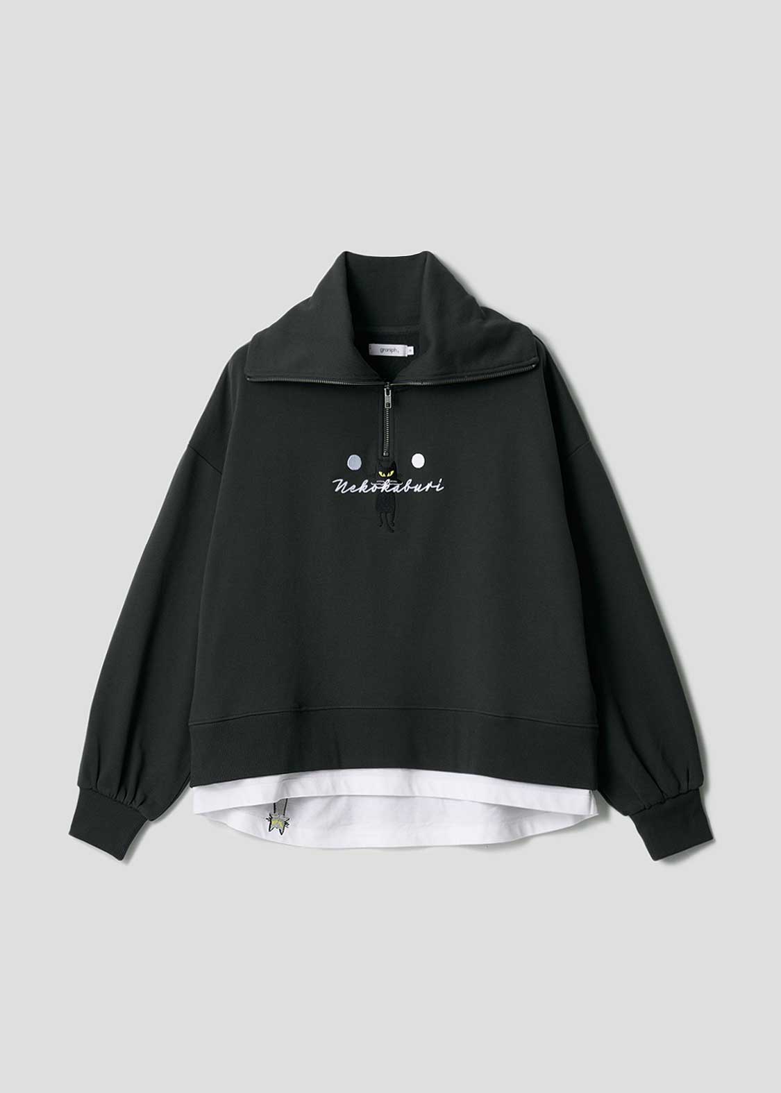 ネコカブリビューティフルシャドー｜ハーフジップスウェット