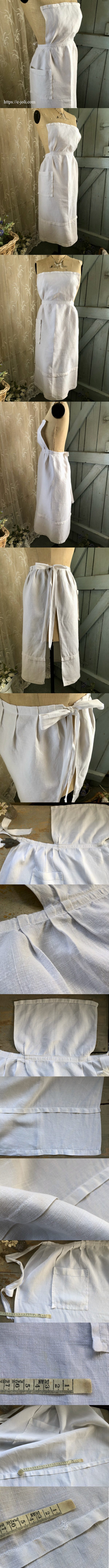 E1124 フランスアンティークリネンエプロン/タブリエ リネン胸当て