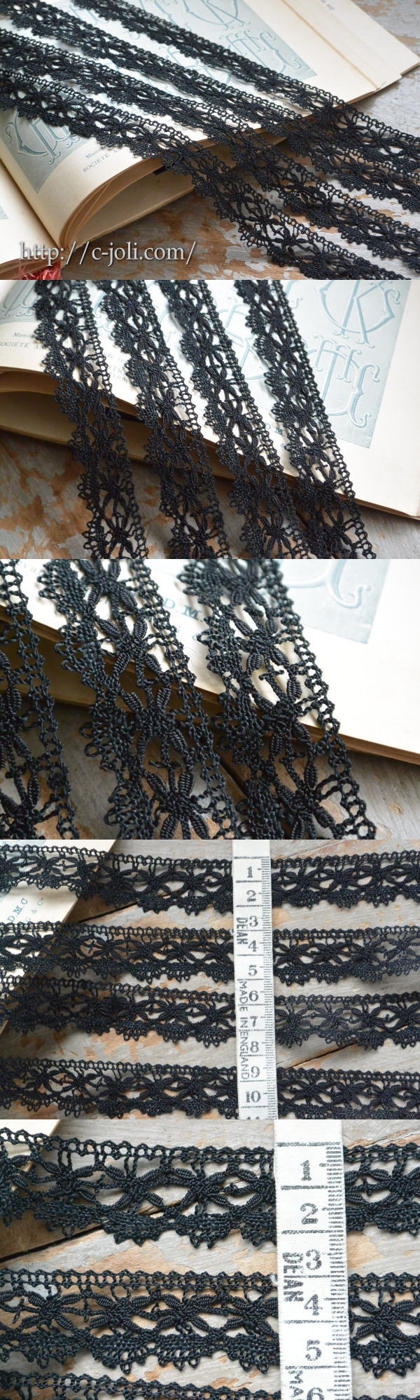 L2094 フランスアンティークレースボーダー/コットンテープレース