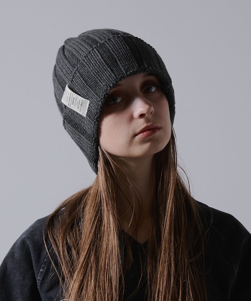 CLEL】Grunge Label Low Gauge Knit Beanie/グランジラベル ローゲージ