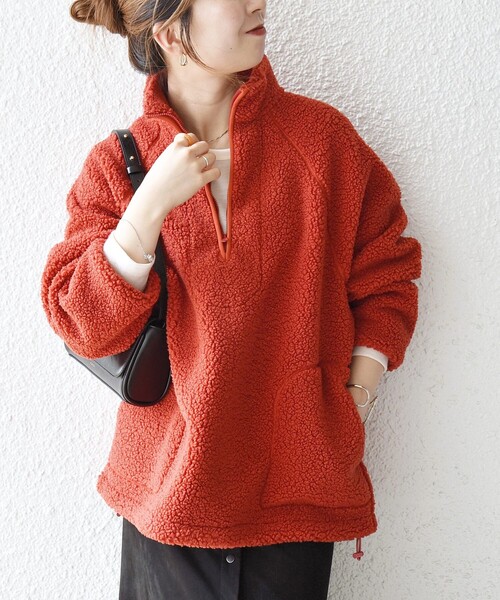 SHIPS any:〈洗濯機可能〉ボア フリース ハーフジップ プルオーバー（T