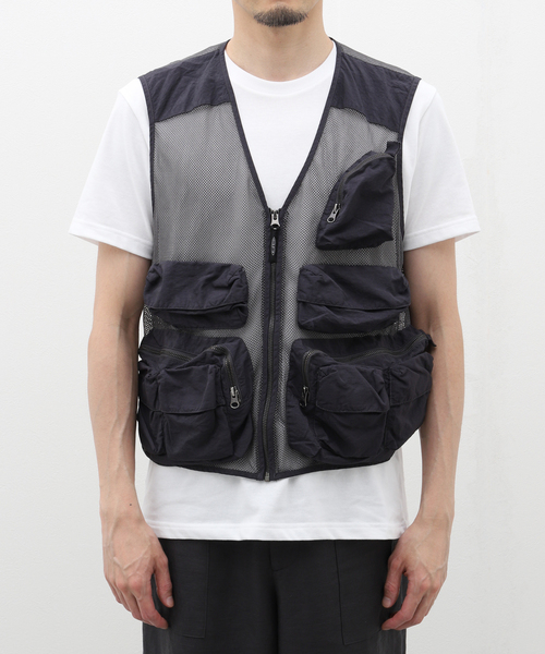 セール】BOILER ROOM / ボイラールーム MESH CARGO VEST SS24JK04BLK