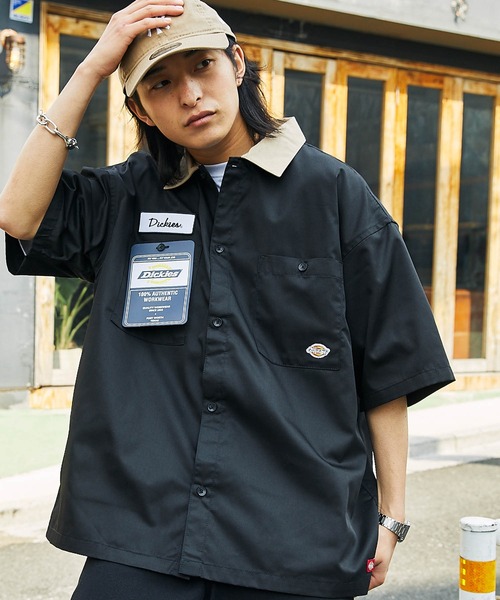 Dickies/ディッキーズ ロゴワッペン襟切替オーバーサイズツイルワーク