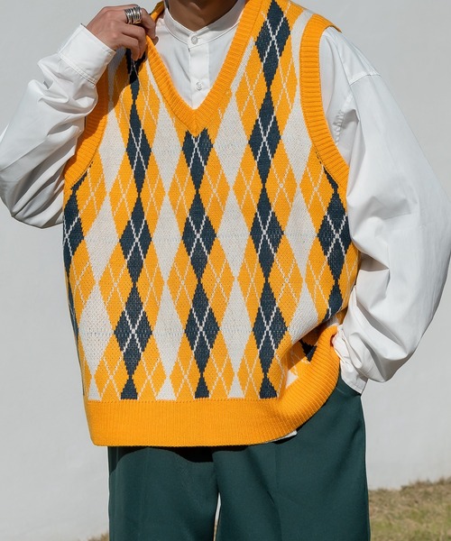 セール】アーガイル柄ニットベスト（ベスト）｜kutir（クティール）の