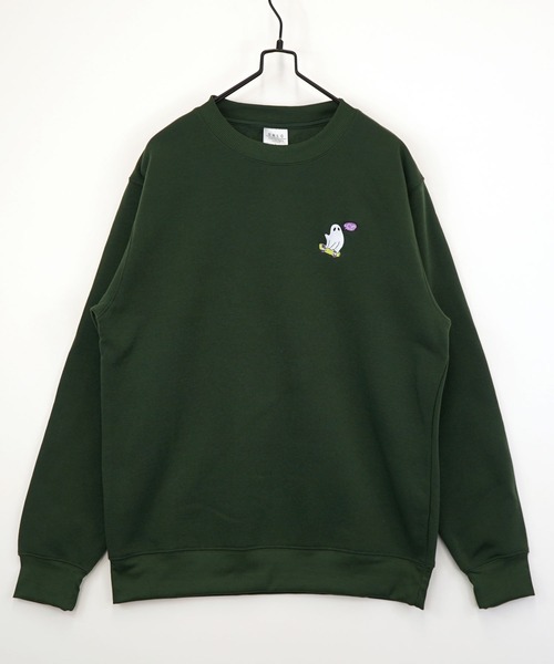 セール】【GROOVY STORE】ワンポイント刺繍裏起毛トレーナー