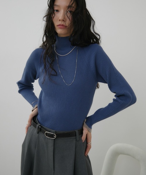 セール】【ロングセラー！】ハイネックミックスリブニット（ニット