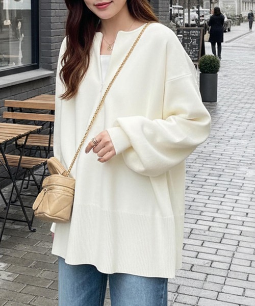 セール】【新色追加/S-LL】春にぴったり！ハーフジップニットプル