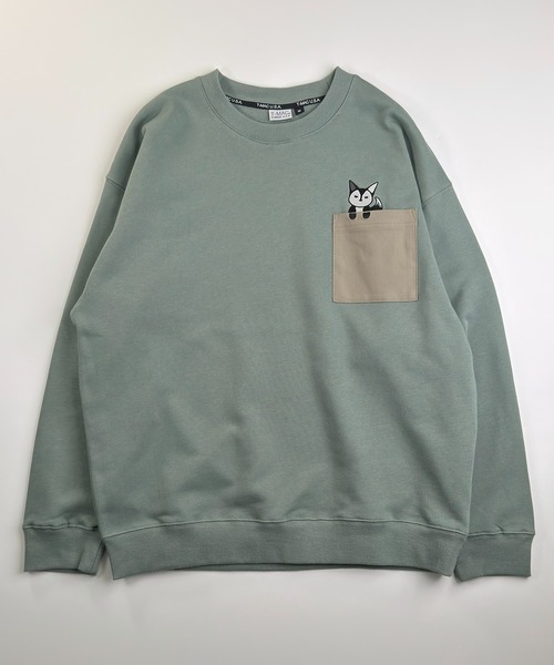 セール】T-MAC キツネのぞき刺繍 オーバーサイズ 裏毛スウェット
