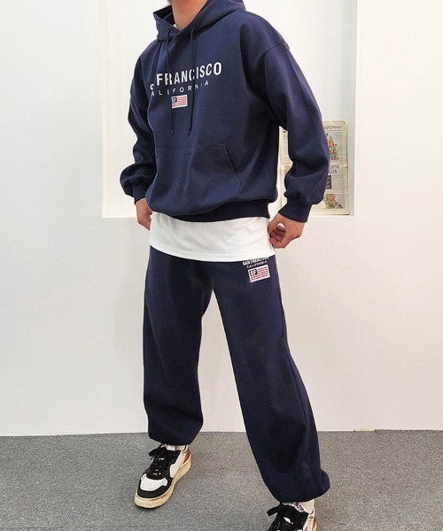 SANFRANCISCO刺繍ロゴ上下スウェットセットアップ レディース ルーム