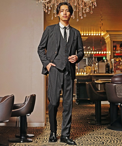 SOMEDIFF】ストライプ柄スリーピースセットアップ/スーツ メンズ