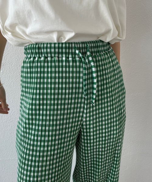 gingham check pleats pants / セルフカット可能なギンガムチェック