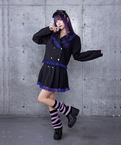 エンブレムワッペン付きレースジャケット ボックスプリーツスカート