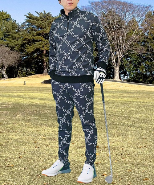 セール】ゴルフウェア 上下セットアップ ハーフジップトレーナー