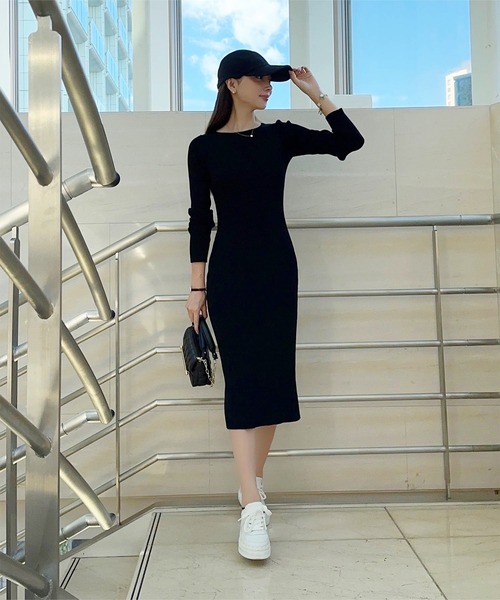 セール】[ 岡部あゆみさんコラボ ] 選べるネックとタイプ リブニット