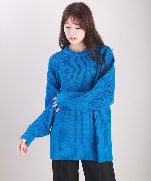 セール】片畦 ラグランカラーニット 蛍光色ニット ネオンカラー