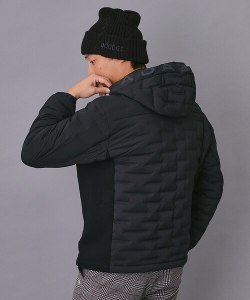 セール】【新レーベル ADABAT NAVY】フードロゴストレッチダウン