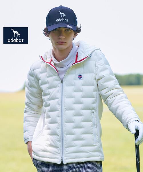 セール】【新レーベル ADABAT NAVY】フードロゴストレッチダウン