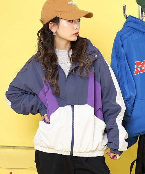 セール】スポーティーカラーブロックウィンドブレーカー（ナイロン