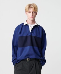 ラガーシャツ 長袖」に該当するブルー・ネイビー/青色系のファッション