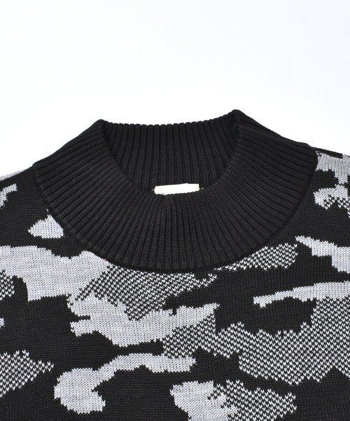 セール】ニット素材 迷彩 柄 モックネック ゴルフ ウェア セーター